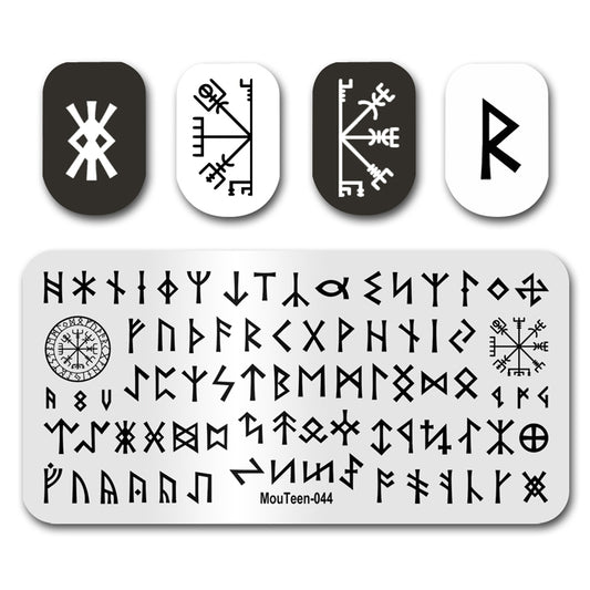 Mouteen-044 Art Character Nail Stamping Template Snowflakes Letters Nails Stamper Plate
