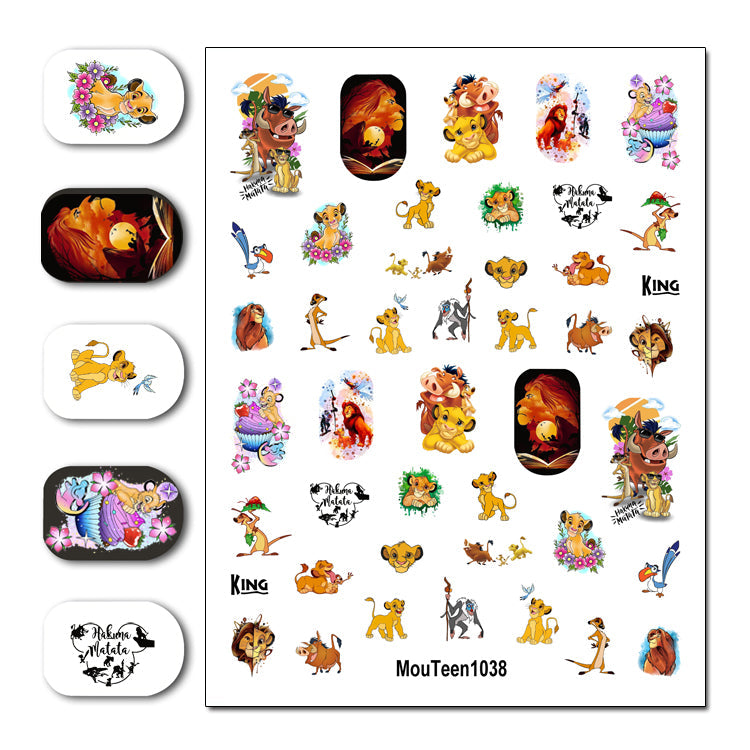 Newest Hot Mouteen1037 Big-haired Girl Nail Sticker Nail Water Sticker for Nail Art Sticker Decal