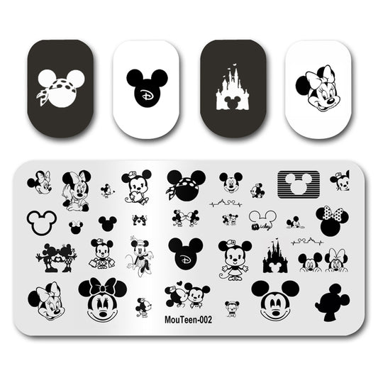 Mouteen-002 Cartoon Mouse Nail Stamping Plates Cute Circle Ear Nail Art Template Cartoon Image Nail Art Design