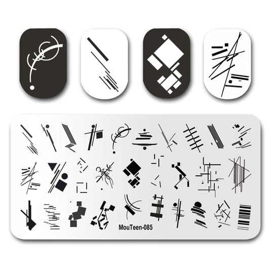 Mouteen-085 New Cross Line Image Nail Art Stamping Plates Tattoo Nail Designs