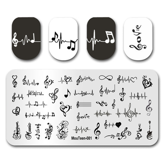 Mouteen-081 Heart Symbol Nail Stamp Plate Heartbeat Graphic Nails Templates for Nail Designs