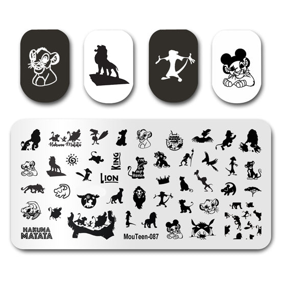 Mouteen-087 Cartoon Lionet Nail Art Template Naughty Lion Nail Stamping Plates Animated Figure Nail Designs