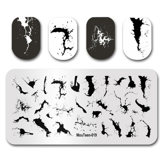 Mouteen-019 New Ink Painting Nail Stamping Plates Milk Nail Art Molds Art Splash-ink Nail Stamper Plates