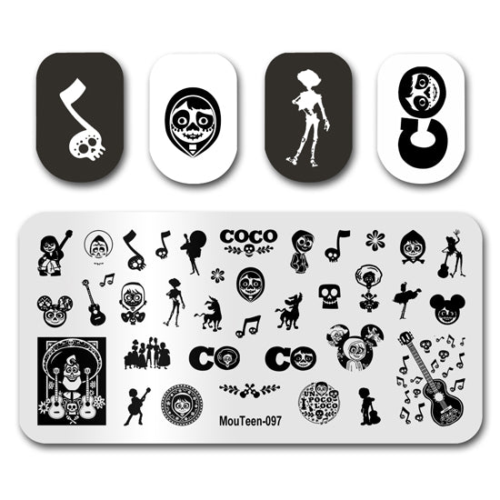 Character Stamp Plates Skull Girl Nail Stamping Plates Voodoo Girl Nail Stamp Templates #097