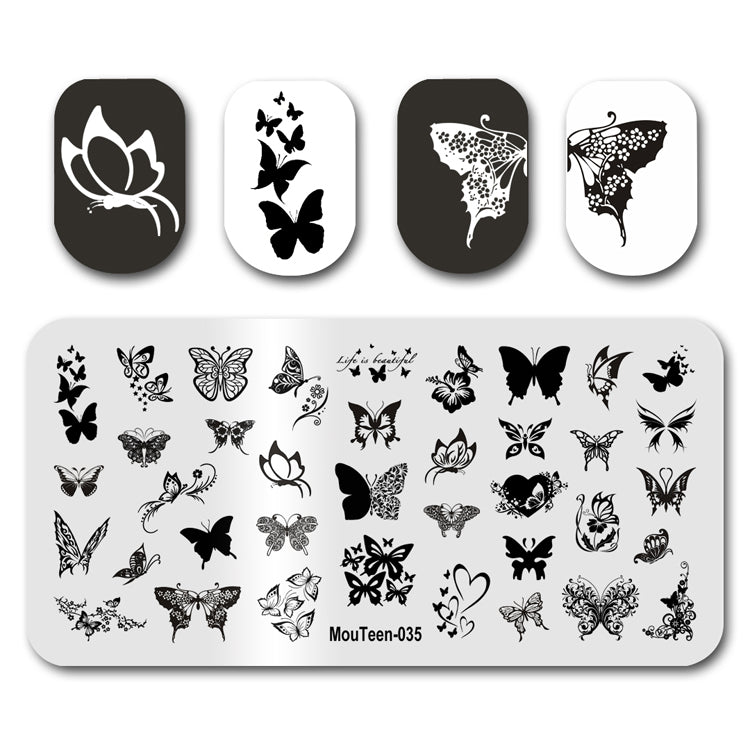 Hollow Out Butterfly Nail Stamping Template Nail Stamper Plate Mouteen-035