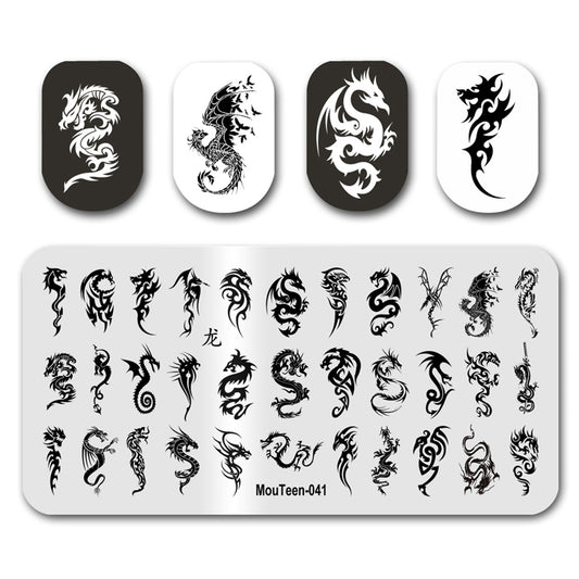 Mouteen-041 New Dragon Nail Art Template Dragon Squad Nail Stamper Large Animals Nail Stamping Plates