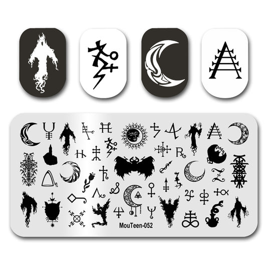 Mouteen-052 2021 New Divination Symbol Nail Stamping Plates Sun people Nail Stamper Template For Nails Art Design