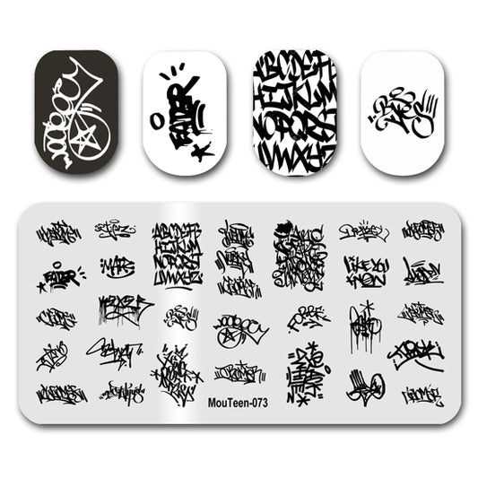 Mouteen-073 Graffiti Pattern Nail Stamping Plates Graffiti Art Stamping Plate Nail Art Templates for Nails Art