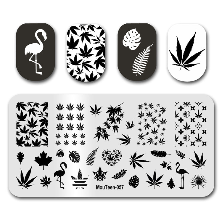 Mouteen-057 2021 New Specific Leaf Nail Stamping Flower Grass Leaves Nail Stamper Template For Nails Art Design