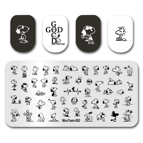 Mouteen-082 Cartoon Dog Pet Nail Plates Stamp Manicure Set For Nail Art Stamping