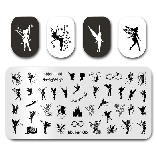 Mouteen-065 Elf Character Nail Stamping Plates Angel Wings Nail Art Template For Nails Design