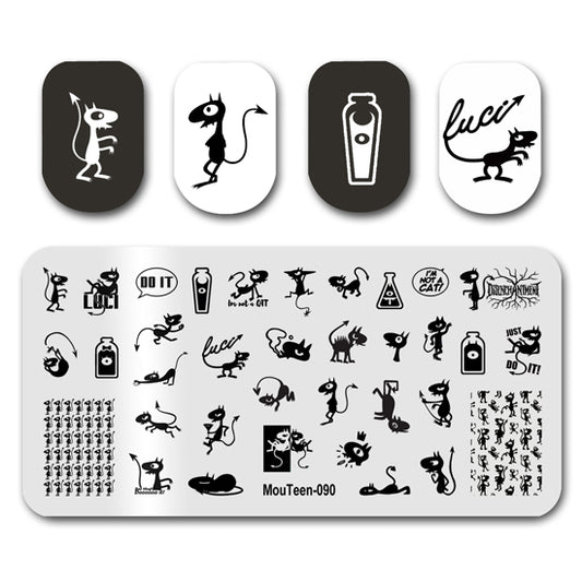 Mouteen-090 Lucy Nail Stamping Plates Long Tails Nail Stamp Templates For Nail Designs