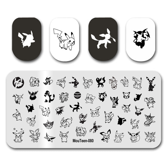 Mouteen-080 Cartoon Squirrel Nail Stamping Plates Long Ears Nail Art Template Cartoon Figure Nail Art Designs