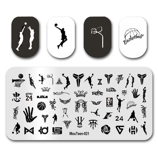 Mouteen-021 2021 New Basketball Figure Nail Printing Plate Sports Image Template Super Shot Nail Stamper