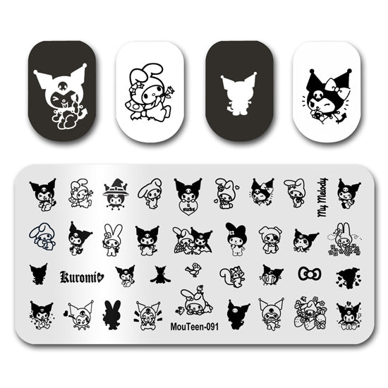 Mouteen-091 My Melody Nail Stamping Plates Pointed Ears Cartoon Nail Stamp Templates For Nail Designs