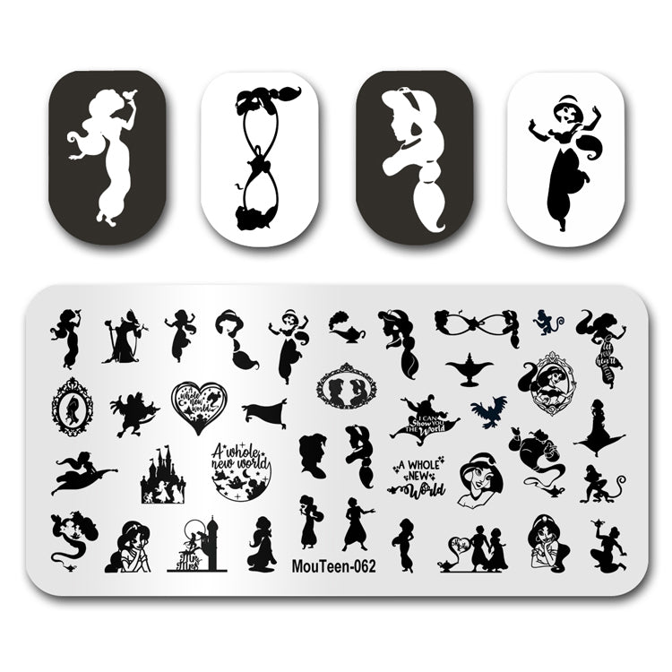 Mouteen-062 Fairy Tale Princess Nail Stamping Plates Famous Story Character Nail Stamper Templates