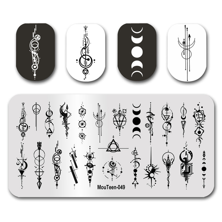 Mouteen-049 2021 New Alien Graphics Nail Stamping Plates Alien Symbols Nail Stamper Template For Nails Art Design