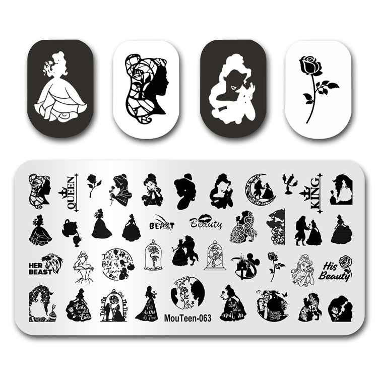 Mouteen-063 Back to listings Animated Cartoon Beauty Lady Nail Stamping Plates Wild Animal Nail Stamper Templates