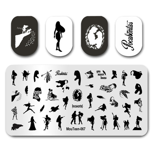 Mouteen-067 Tribe Figure Nail Stamping Plates Wind Lucky Nail Art Template For Nails Design